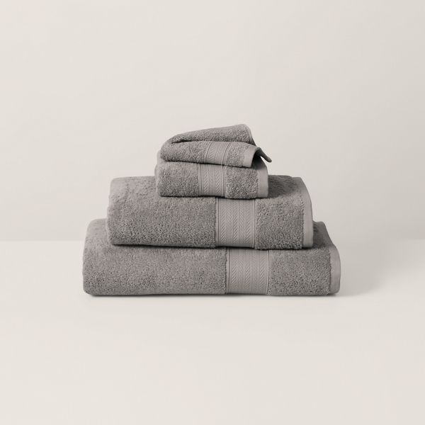 Ralph Lauren Organic Cotton Dawson Bath Towels & Mat In Chateau Gray