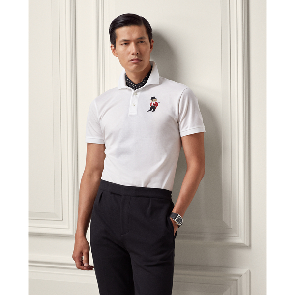Ralph Lauren Purple Label Custom Slim Fit Polo Bear Polo Shirt In Classic White