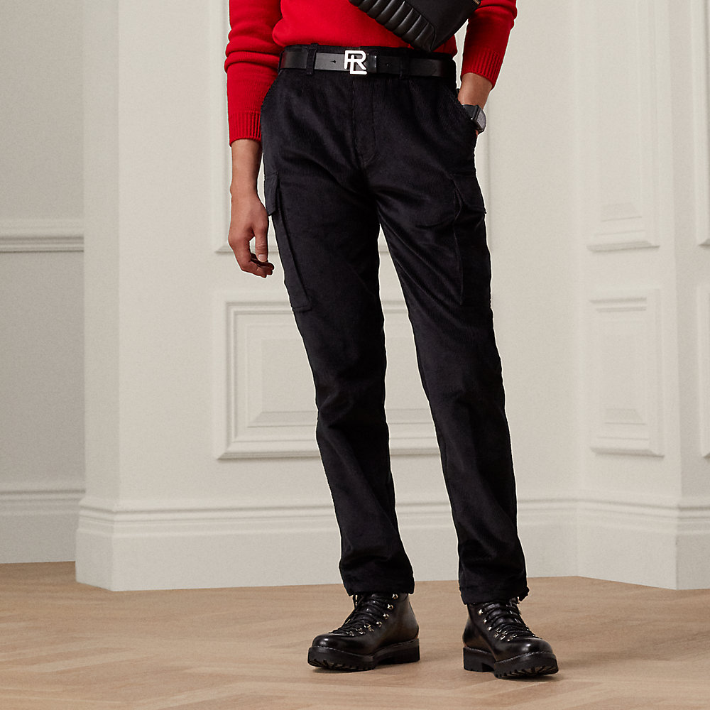 Corduroy Cargo Suit Trouser In Classic Black