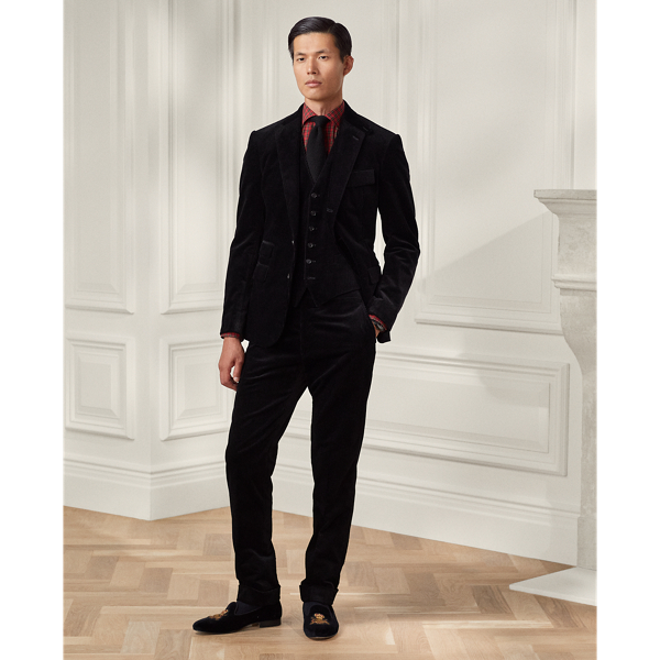 Ralph Lauren Purple Label Gregory Corduroy Suit Trouser In Classic Black