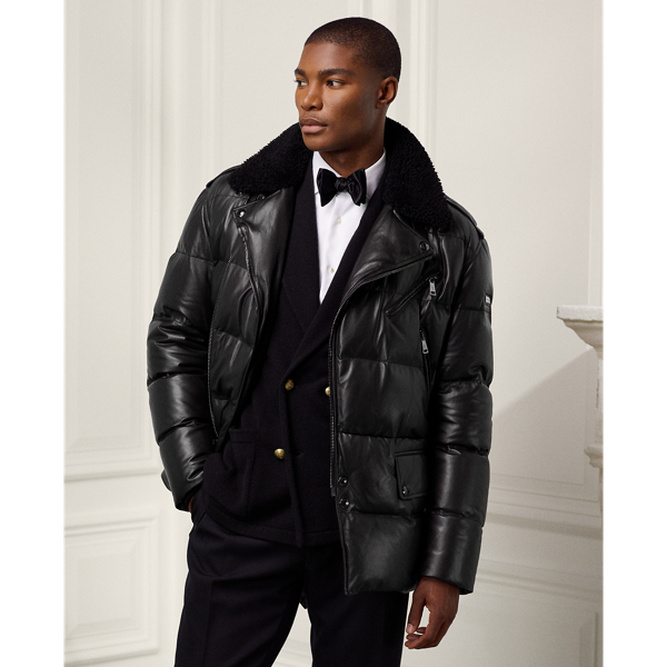 Ralph Lauren Purple Label Nigel Shearling & Leather Down Jacket In Polo  Black | ModeSens