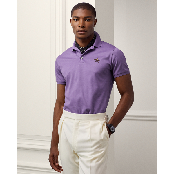 Ralph Lauren Custom Slim Fit Piqué Polo Shirt In Purple Haze
