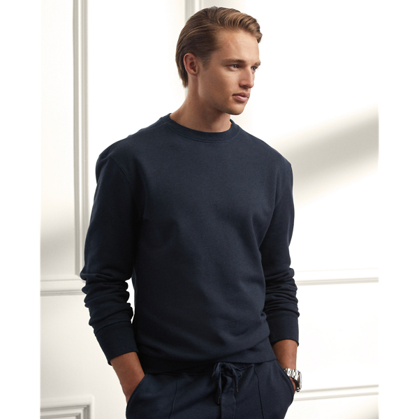 Ralph Lauren Purple Label Garment dyed French Terry Sweatshirt In Vintage Indigo Heather ModeSens