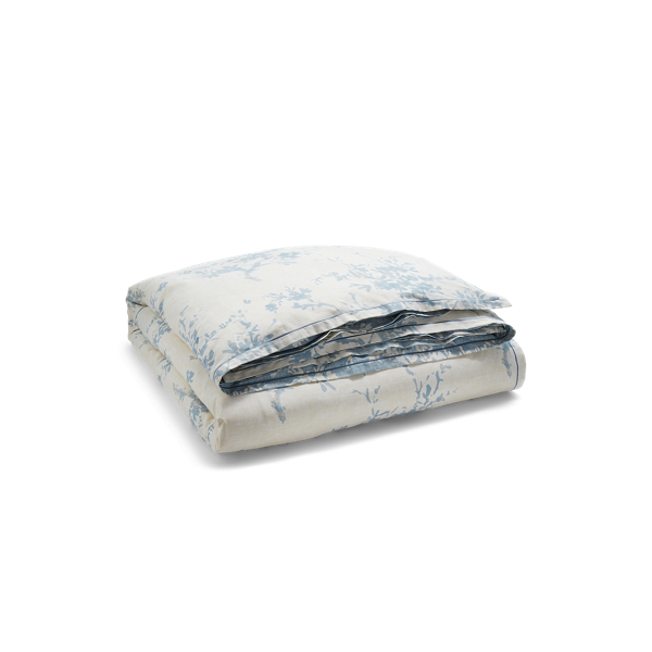 Shop Ralph Lauren Eva Botanical Sateen Comforter Set In Cream And Blue