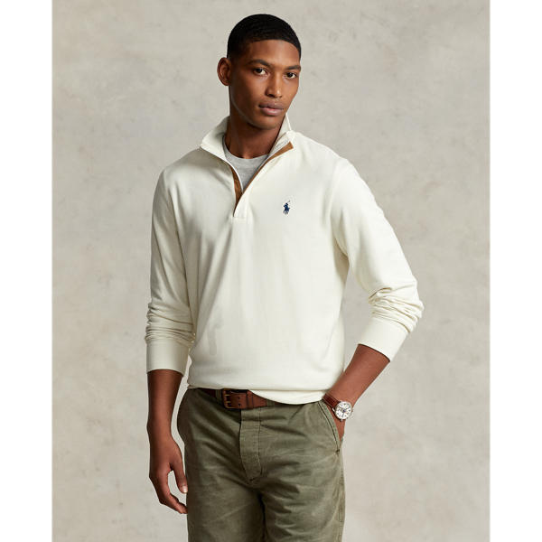 Ralph Lauren Luxury Jersey Quarter-zip Pullover In Chic Cream | ModeSens