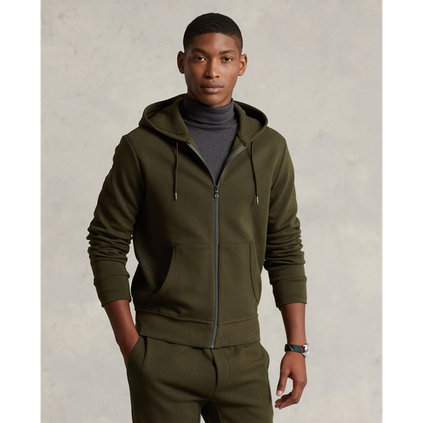 Ralph Lauren Double-knit Full-zip Hoodie In Company Olive