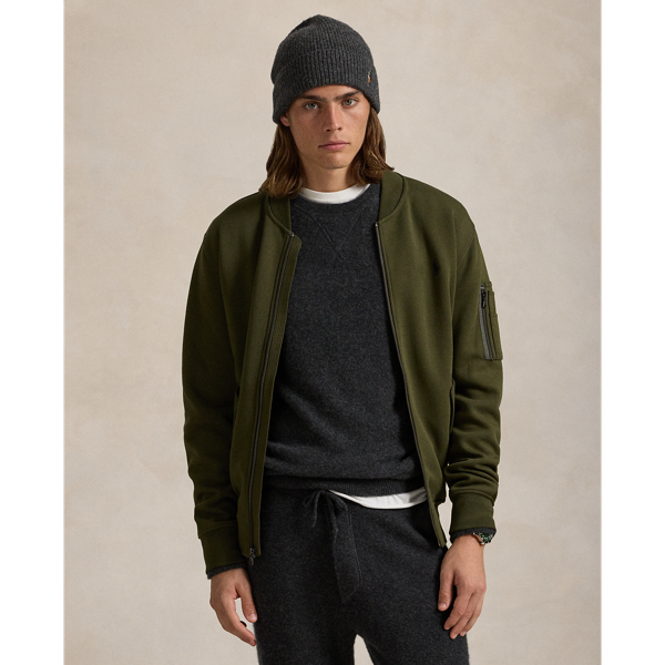Polo Ralph Lauren Double-knit Bomber Jacket In Company Olive/c9760