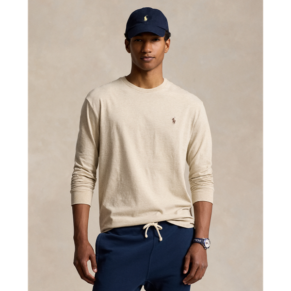 Ralph Lauren Classic Fit Jersey Long-sleeve T-shirt In Expedition Dune Heather