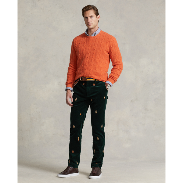 Ralph Lauren Stretch Slim Fit Polo Bear Corduroy Pant In College Green W/bear ModeSens