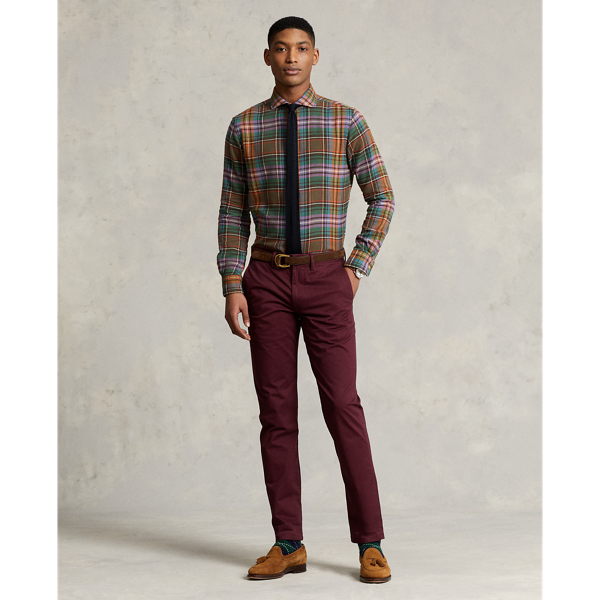 Ralph Lauren Stretch Straight Fit Washed Chino Pant In Rich Ruby