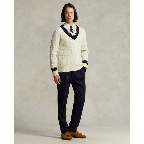 Polo Ralph Lauren Pleated Wool Flannel Trouser In Navy