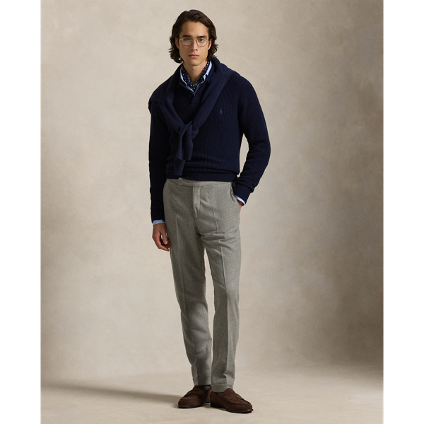 Polo Ralph Lauren Wool Flannel Trouser In Light Grey