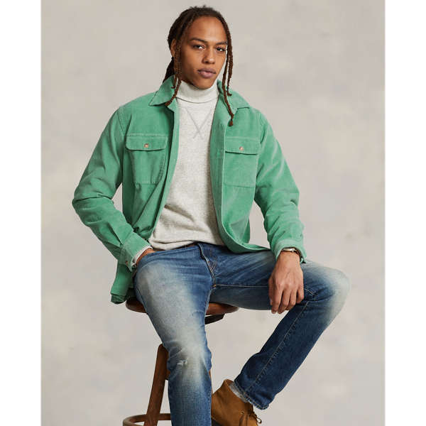 Ralph Lauren Classic Fit Corduroy Camp Shirt In Haven Green