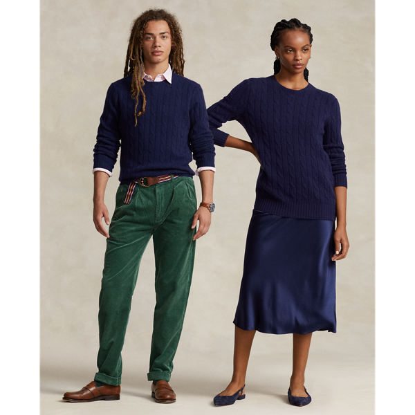 Ralph Lauren The Iconic Cable-knit Cashmere Sweater In Moss Agate