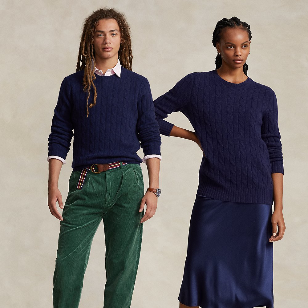 Ralph Lauren The Iconic Cable-knit Cashmere Sweater In Moss Agate