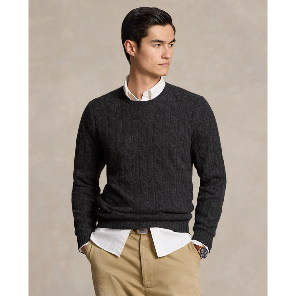 Ralph Lauren The Iconic Cable-knit Cashmere Sweater In Dark Granite