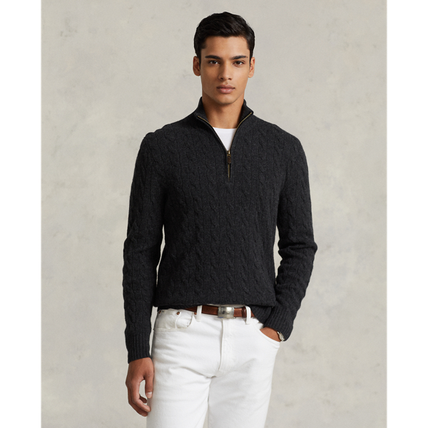 Polo Ralph Lauren Cable-knit Wool-cashmere Sweater In Dark Granite