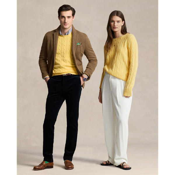 Shop Polo Ralph Lauren The Iconic Cable-knit Cashmere Jumper In Yellow