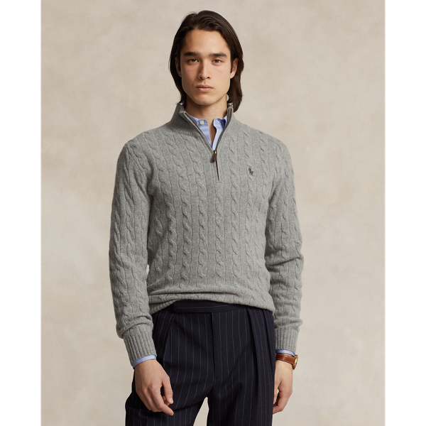 This quarter-zip jumper combines a wool-and-cashmere blend from Italy with our iconic cable-knit design.