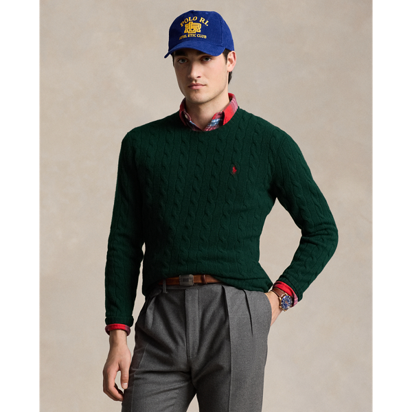 Ralph Lauren Cable-knit Wool-cashmere Sweater In Moss Agate
