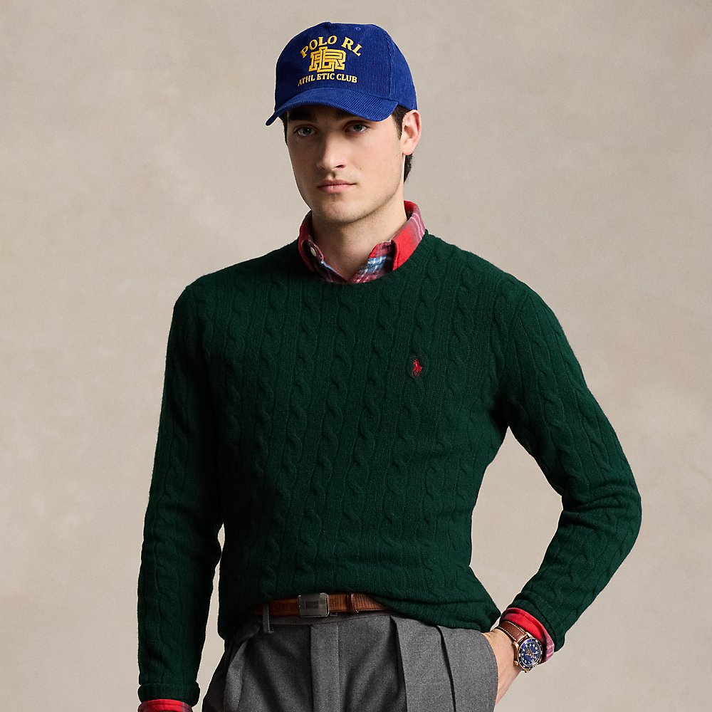 Ralph Lauren Cable-knit Wool-cashmere Sweater In Moss Agate