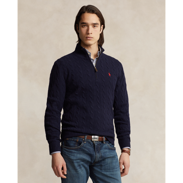 This quarter-zip jumper combines a wool-and-cashmere blend from Italy with our iconic cable-knit design.