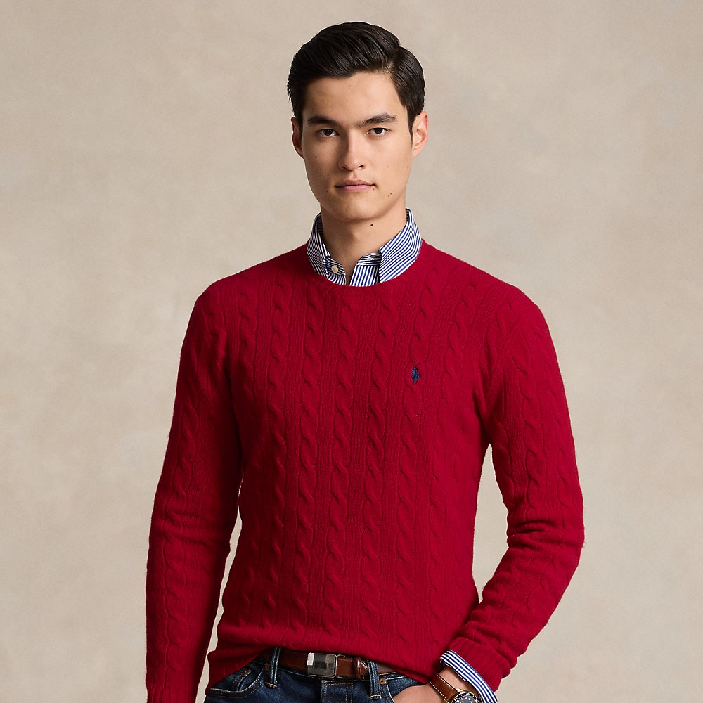 Ralph Lauren Cable-knit Wool-cashmere Sweater In Park Avenue Red