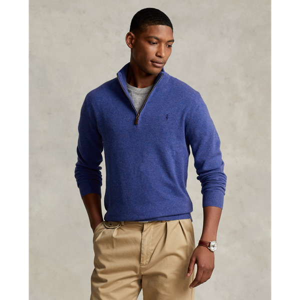 Polo Ralph Lauren Wool Quarter-zip Sweater In Twilight Blue Heather