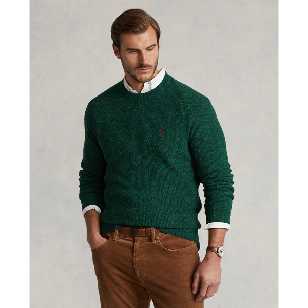 Polo Ralph Lauren Textured Wool-blend Sweater In Forest Green Donegal