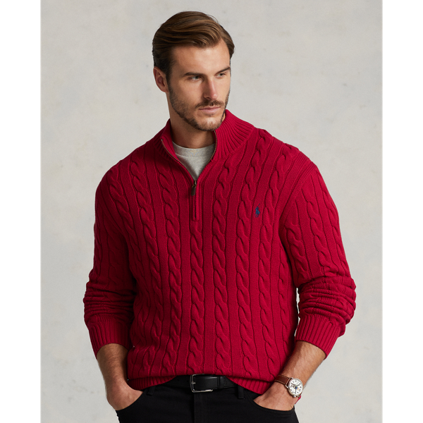 Polo Ralph Lauren Cable-knit Cotton Quarter-zip Sweater In Park Avenue Red