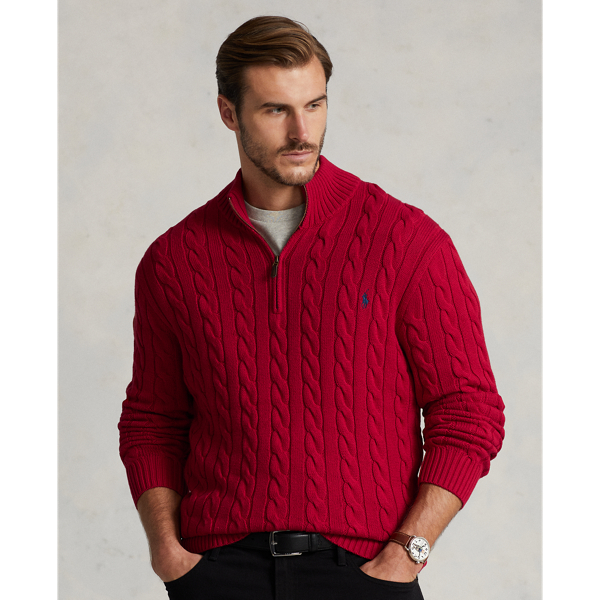 Cable-Knit Cotton Quarter-Zip Sweater