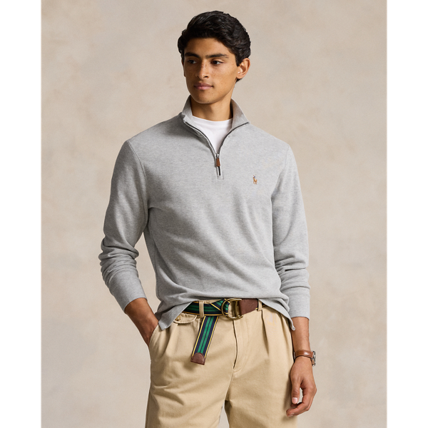 Ralph Lauren Estate-rib Quarter-zip Pullover In Andover Heather