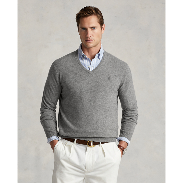 Ralph Lauren Wool V-neck Sweater In Gray