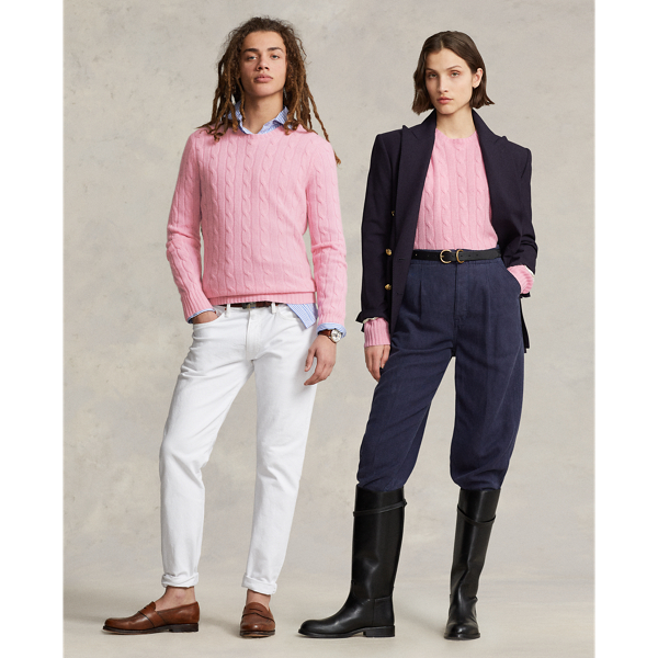 Shop Polo Ralph Lauren The Iconic Cable-knit Cashmere Jumper In Pink