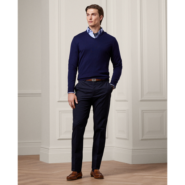 Ralph Lauren Purple Label Straight Fit Stretch Chino Pant In Classic Chairman Navy