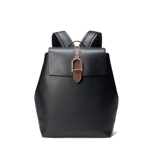 Shop Ralph Lauren Purple Label Voyager Calfskin Backpack In Black