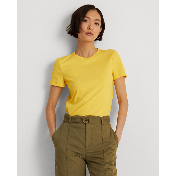 Lauren Ralph Lauren Stretch Cotton T-shirt In Yellow Lily