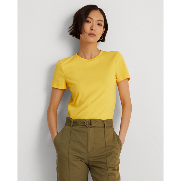 Ralph Lauren Stretch Cotton T-shirt In Yellow Lily
