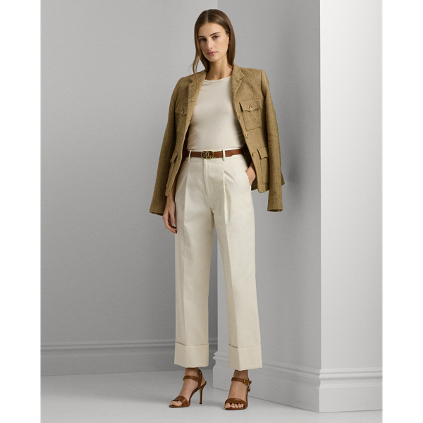Lauren Petite Double-faced Stretch Cotton Ankle Pant In Mascarpone Cream