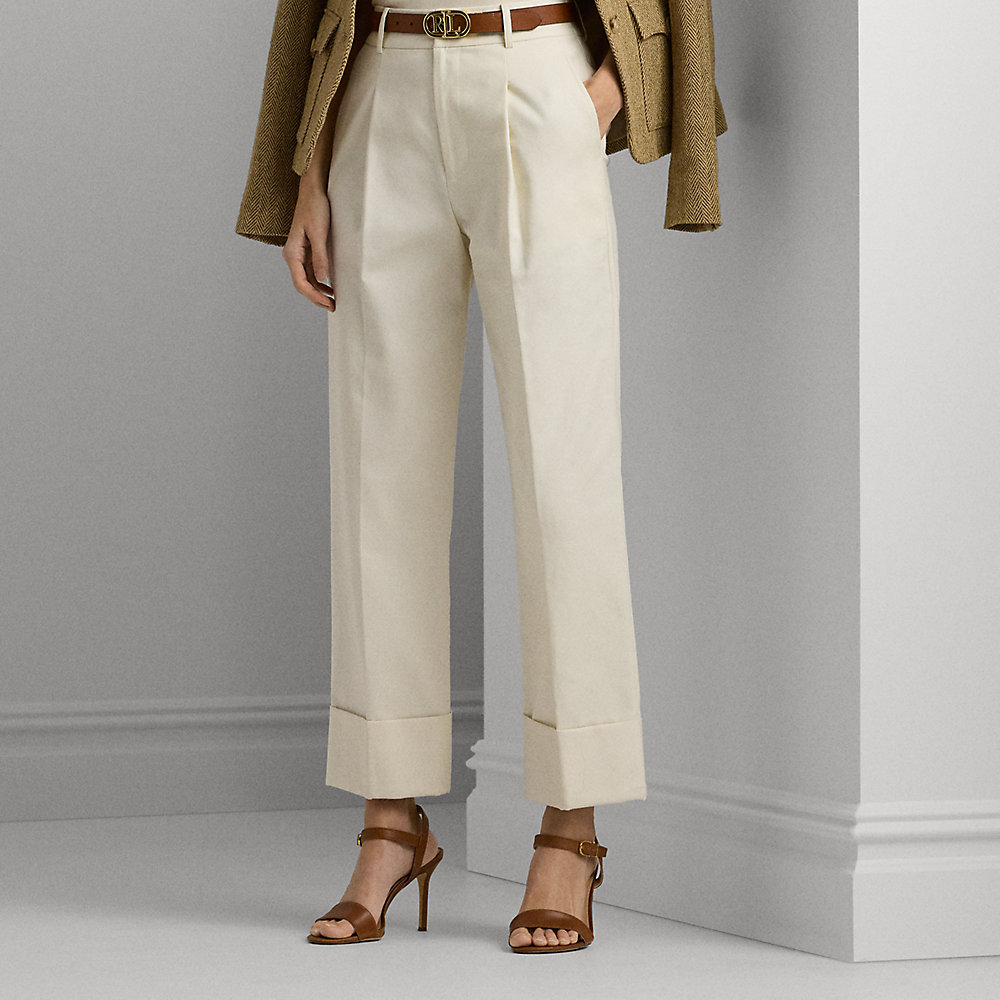 Lauren Petite Double-faced Stretch Cotton Ankle Pant In Mascarpone Cream