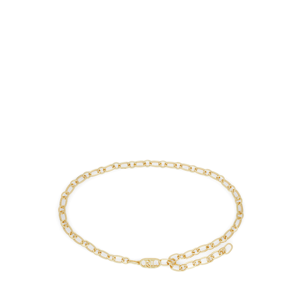 Ralph Lauren Brass-plated Logo Chain Belt In Polished Brass