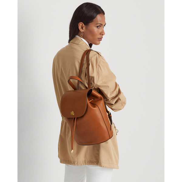 Lauren Ralph Lauren Leather Medium Winny Backpack In Lauren Tan