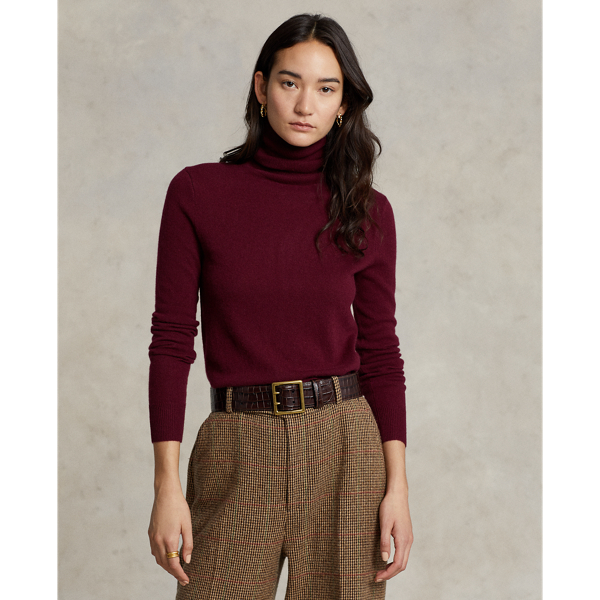 Ralph Lauren Slim Fit Cashmere Turtleneck Sweater In Classic Wine