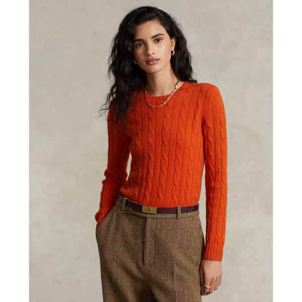 Polo Ralph Lauren Cable-knit Cashmere Sweater In Orange