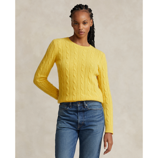 Ralph Lauren Cable-knit Cashmere Sweater In Slicker Yellow