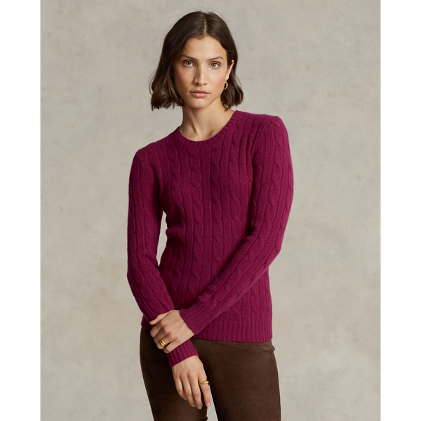 Ralph Lauren Cable-knit Cashmere Sweater In Dark Berry