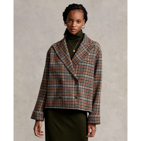 Lauren ralph lauren discount plaid wool-blend coat