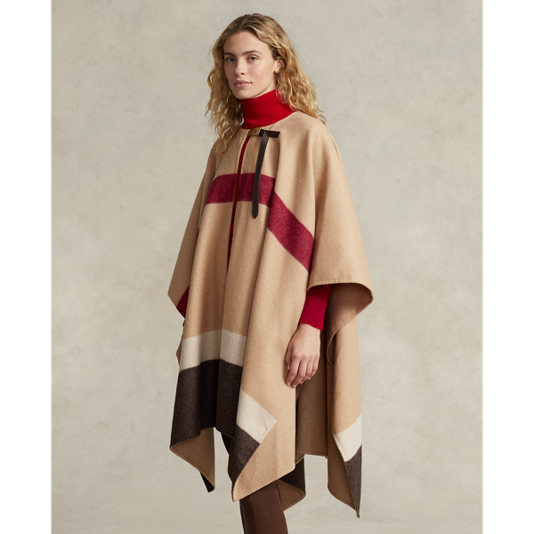POLO RALPH LAUREN POLO ID STRIPED DOUBLE-FACED PONCHO