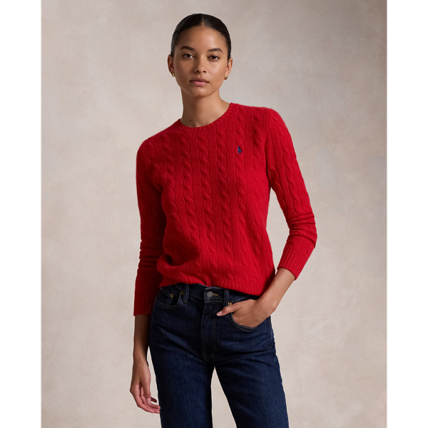 RALPH LAUREN CABLE WOOL-CASHMERE CREWNECK SWEATER