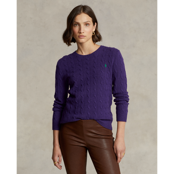 Ralph Lauren Cable Wool-cashmere Crewneck Sweater In Empire Purple